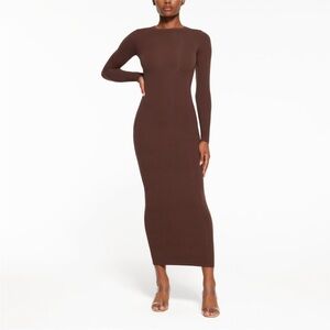SKIMS fits everybody crew neck long sleeve dress cocoa brown 2x NWT